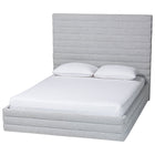 Baxton Studio Cadmus Modern Light Grey Channel-Tufted Fabric Queen Platform Bed