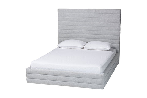 Baxton Studio Cadmus Modern Light Grey Channel-Tufted Fabric King Platform Bed