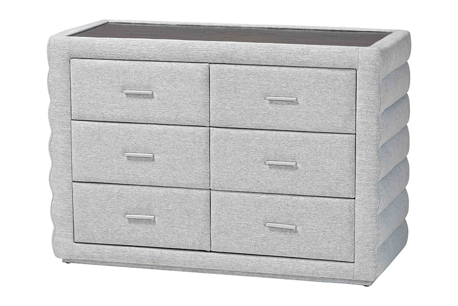 Baxton Studio Cadmus Modern Light Grey Channel-Tufted Fabric 4-Drawer Dresser
