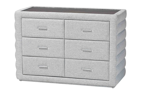 Baxton Studio Cadmus Modern Light Grey Channel-Tufted Fabric 4-Drawer Dresser