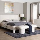 Baxton Studio Laria Modern White Teddy-Bear Fabric Queen Size 5-Piece Bedroom Set