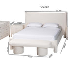 Baxton Studio Laria Modern White Teddy-Bear Fabric Queen Size 5-Piece Bedroom Set