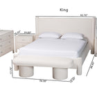 Baxton Studio Laria Modern White Teddy-Bear Fabric Queen Size 5-Piece Bedroom Set