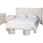 Baxton Studio Laria Modern White Teddy-Bear Fabric Queen Size 5-Piece Bedroom Set