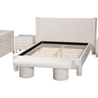 Baxton Studio Laria Modern White Teddy-Bear Fabric Queen Size 5-Piece Bedroom Set
