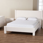 Baxton Studio Laria Modern White Teddy-Bear Fabric Queen Size 4-Piece Bedroom Set