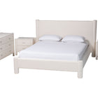 Baxton Studio Laria Modern White Teddy-Bear Fabric Queen Size 4-Piece Bedroom Set