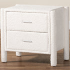 Baxton Studio Laria Modern White Teddy-Bear Fabric 2-Drawer Nightstand