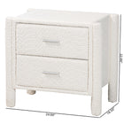 Baxton Studio Laria Modern White Teddy-Bear Fabric 2-Drawer Nightstand
