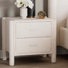 Baxton Studio Laria Modern White Teddy-Bear Fabric 2-Drawer Nightstand