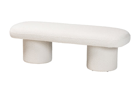 Baxton Studio Laria Modern White Teddy-Bear Fabric Accent Bench