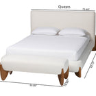 Baxton Studio Vinicio Mid-Century Modern Cream Boucle Queen Size 2-Piece Bedroom Set