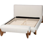 Baxton Studio Vinicio Mid-Century Modern Cream Boucle King 2-Piece Bedroom Set