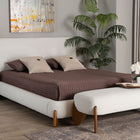Baxton Studio Vinicio Mid-Century Modern Cream Boucle Queen Size 2-Piece Bedroom Set