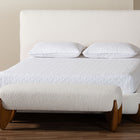 Baxton Studio Vinicio Mid-Century Modern Cream Boucle Queen Size 2-Piece Bedroom Set