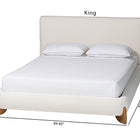 Baxton Studio Vinicio Mid-Century Modern Cream Boucle Queen Platform Bed