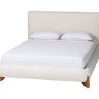 Baxton Studio Vinicio Mid-Century Modern Cream Boucle Queen Platform Bed