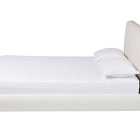 Baxton Studio Vinicio Mid-Century Modern Cream Boucle Queen Platform Bed