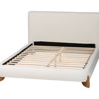 Baxton Studio Vinicio Mid-Century Modern Cream Boucle Queen Platform Bed