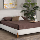 Baxton Studio Vinicio Mid-Century Modern Cream Boucle Queen Platform Bed
