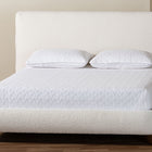 Baxton Studio Vinicio Mid-Century Modern Cream Boucle Queen Platform Bed
