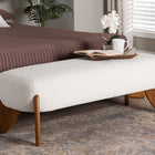 Baxton Studio Vinicio Mid-Century Modern Cream Boucle Accent Bench