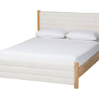 Baxton Studio Eilert Modern Cream Boucle and Oak Brown Wood Queen Bed