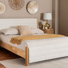 Baxton Studio Eilert Modern Cream Boucle and Oak Brown Wood Queen Bed