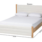 Baxton Studio Eilert Modern Cream Boucle and Oak Brown Wood Queen Bed