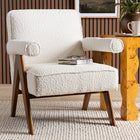 Baxton Studio Georgina Japandi Cream Boucle and Walnut Brown Wood Accent Chair
