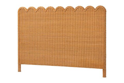 bali & pari Maritza Bohemian Light Honey Scalloped Rattan Pitrit Queen Standalone Headboard