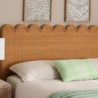 bali & pari Maritza Bohemian Light Honey Scalloped Rattan Pitrit King Standalone Headboard