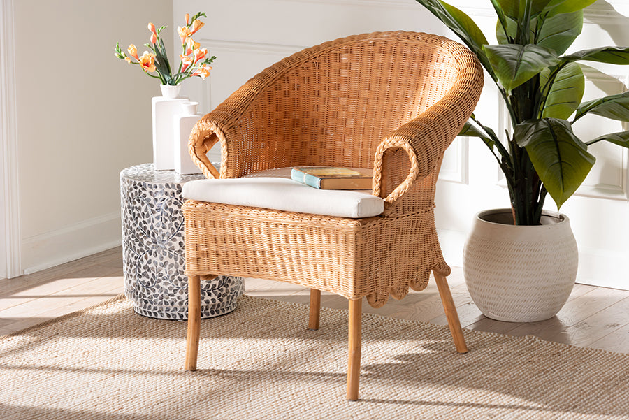 bali & pari Tamara Bohemian Braided Honey Rattan Dining Chair