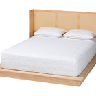 Baxton Studio Glennis Japandi Natural Brown Wood Queen Size Platform Bed with Woven Rattan