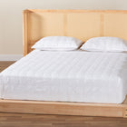 Baxton Studio Glennis Japandi Natural Brown Wood Queen Size Platform Bed with Woven Rattan