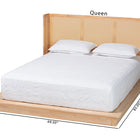 Baxton Studio Glennis Japandi Natural Brown Wood Queen Size Platform Bed with Woven Rattan