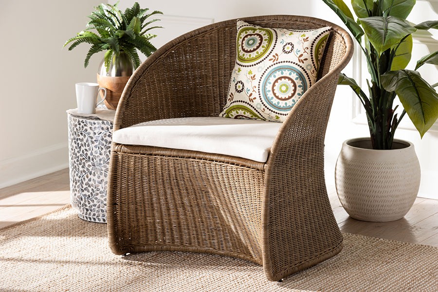 bali & pari Kintamani Bohemian Greywashed Rattan Accent Chair