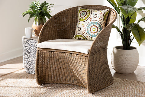 bali & pari Kintamani Bohemian Greywashed Rattan Accent Chair