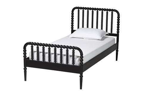 Baxton Studio Lucera Mid-Century Black Twin Size Bobbin Bed