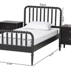 Baxton Studio Lucera Mid-Century Black Full Size 3-Piece Bobbin Bedroom Set