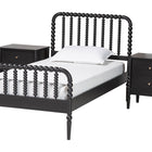 Baxton Studio Lucera Mid-Century Black Full Size 3-Piece Bobbin Bedroom Set