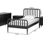 Baxton Studio Lucera Mid-Century Black Full Size 4-Piece Bobbin Bedroom Set