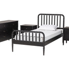 Baxton Studio Lucera Mid-Century Black Twin Size 4-Piece Bobbin Bedroom Set