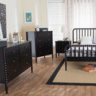 Baxton Studio Lucera Mid-Century Black Full Size 5-Piece Bobbin Bedroom Set