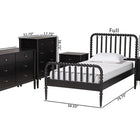 Baxton Studio Lucera Mid-Century Black Full Size 5-Piece Bobbin Bedroom Set