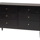 Baxton Studio Lucera Mid-Century Black Full Size 5-Piece Bobbin Bedroom Set