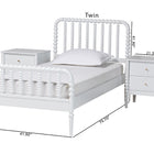 Baxton Studio Lucera Mid-Century White Twin Size 3-Piece Bobbin Bedroom Set