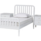 Baxton Studio Lucera Mid-Century White Twin Size 3-Piece Bobbin Bedroom Set