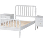 Baxton Studio Lucera Mid-Century White Twin Size 3-Piece Bobbin Bedroom Set