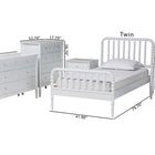 Baxton Studio Lucera Mid-Century White Twin Size 5-Piece Bobbin Bedroom Set